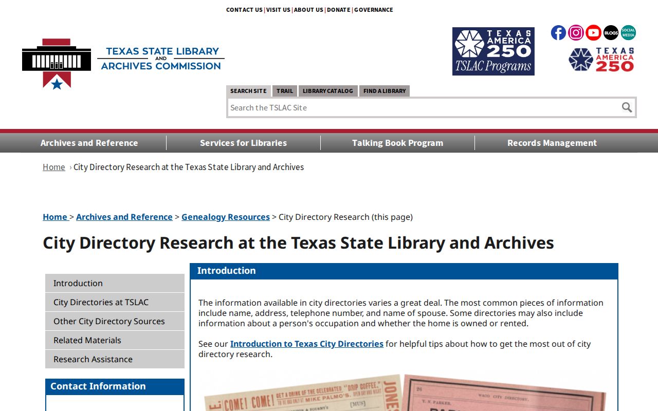 Brownsville city directory research guide at the Texas State Library